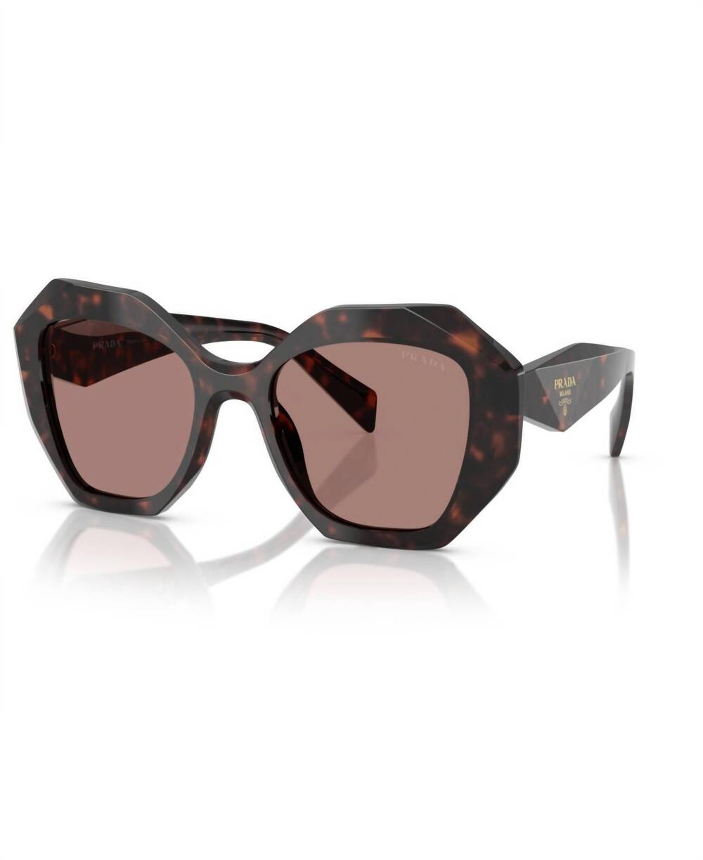 NEW PRADA women's irregular geometric style sunglasses in root tortoise/brown